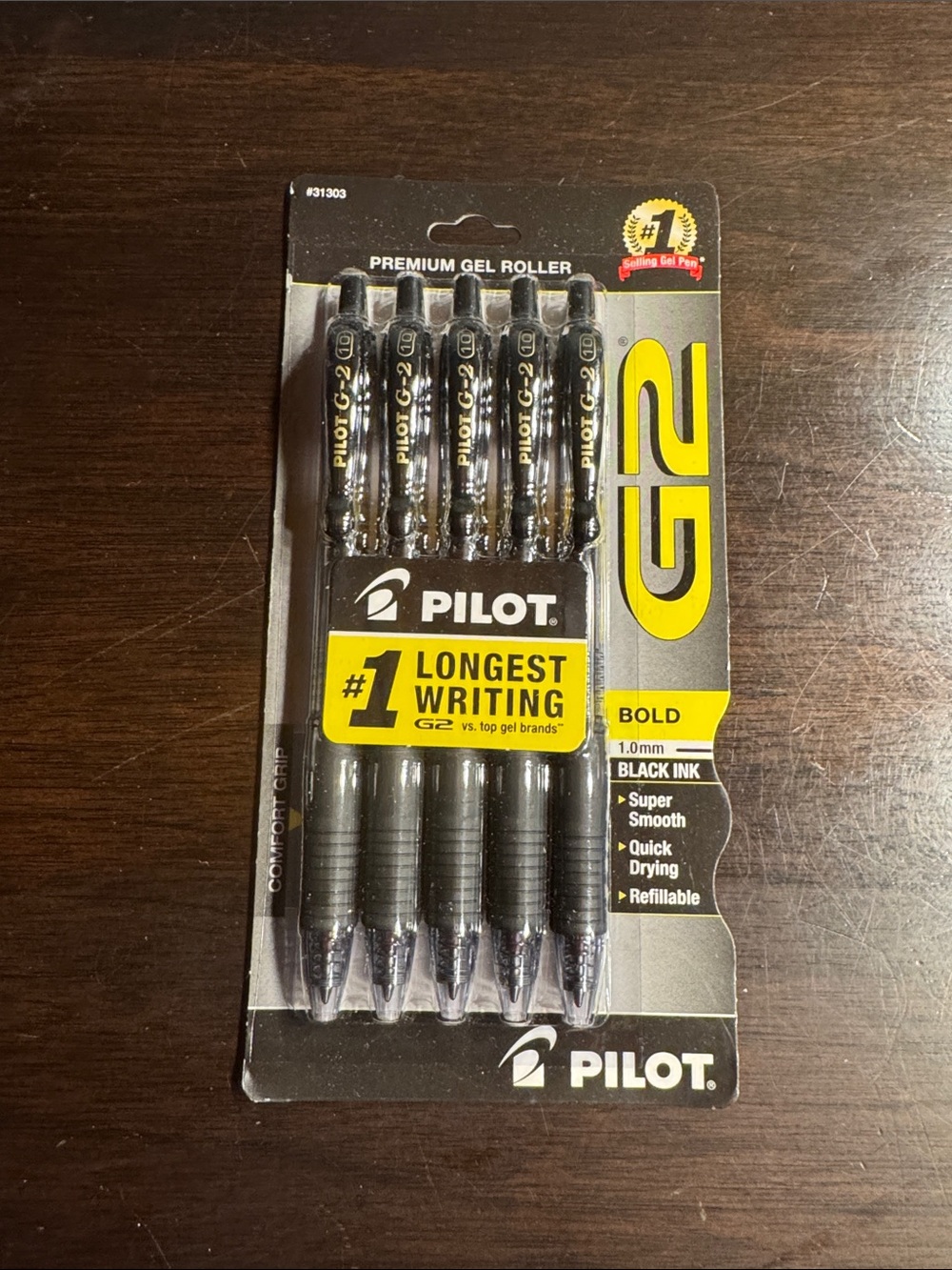 💫*free w/ purchase* Pilot G2 Bold 1.0mm Black Gel Roller Pens - Pack of 5